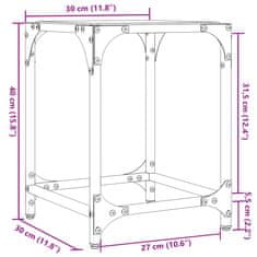 Vidaxl Klubska mizica s stekleno površino 30x30x40 cm jeklo