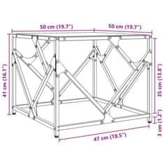 Vidaxl Klubska mizica s stekleno površino 50x50x41 cm jeklo