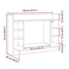 Vidaxl Stenska pisalna miza sonoma hrast 105x48x75 cm inženirski les