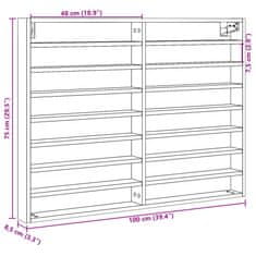 Vidaxl Vitrina dimljeni hrast 100x8,5x75 cm konstruiran les