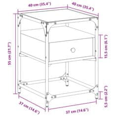 Vidaxl Nočna omarica 2 kosa rjav hrast 40x40x55 cm inženirski les