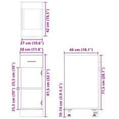 Vidaxl Spodnja omarica s predalom sonoma hrast 30x46x81,5 cm