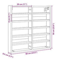 Vidaxl Vitrina dimljeni hrast 60x8,5x58 cm inženirski les