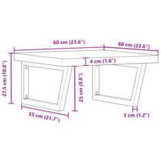 Vidaxl Stenska polica za umivalnik jeklo in trdna bukovina