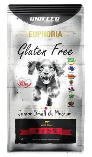 BIOFEED BIOFEED Euphoria Gluten Free Junior small &amp; medium Beef - suha hrana za pse - 12kg