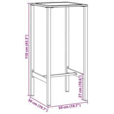 Vidaxl Barska miza črna 50x50x110 cm prašno barvano jeklo