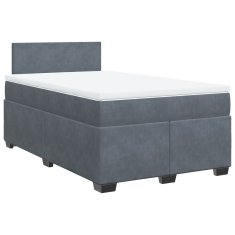 Vidaxl Box spring postelja z vzmetnico temno siv 120x190 cm žamet