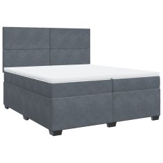 Vidaxl Box spring postelja z vzmetnico temno siva 200x200 cm žamet