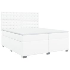 Vidaxl Box spring postelja z vzmetnico bela 200x200 cm umetno usnje