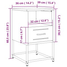 Vidaxl Nočna omarica 2 kosa antracit 36x39x60,5 cm jeklo