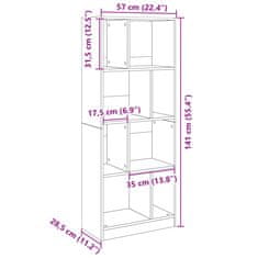 Vidaxl Knjižna omara dimljeni hrast 57x28,5x141 cm inženirski les