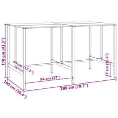 Vidaxl Barska miza črna 200x100x110 cm prašno barvano jeklo