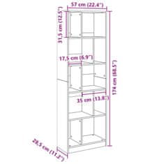 Vidaxl Knjižna omara betonsko siva 57x28,5x174 cm inženirski les