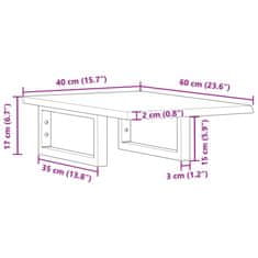 Vidaxl Stenska polica za umivalnik jeklo in trdna hrastovina
