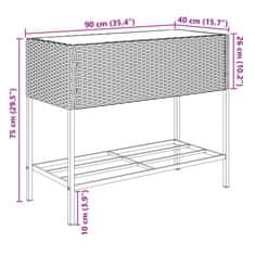 Vidaxl Vrtna korita s polico 2 kosa rjava 90x40x75 cm poli ratan