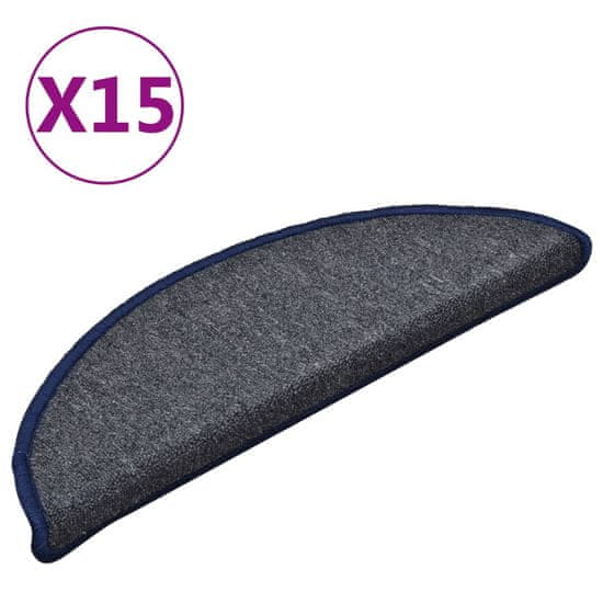 Vidaxl Preproge za stopnice 15 kosov temno sive in modre 56x17x3 cm