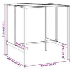 Vidaxl Barska miza črna 100x100x110 cm prašno barvano jeklo