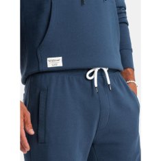 OMBRE Moška majica s kapuco, komplet kenguru + kratke hlače temno modra V4 Z75 MDN126588 XXL