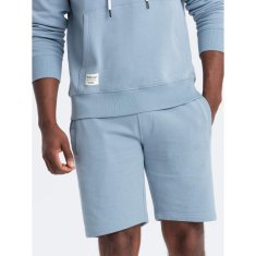 OMBRE Moška majica s kapuco kenguru + kratke hlače modre barve V7 Z75 MDN126589 S