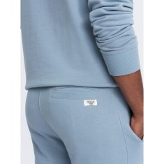 OMBRE Moška majica s kapuco kenguru + kratke hlače modre barve V7 Z75 MDN126589 S