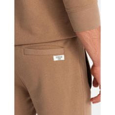 OMBRE Moški komplet majica s kapuco, bluza + kratke hlače rjave barve V2 Z77 MDN126610 XXL
