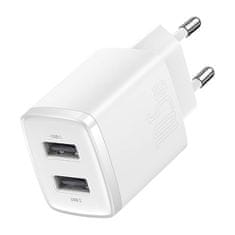 BASEUS Baseus Compact Quick Charger, 2x USB, 10,5 W (bela)