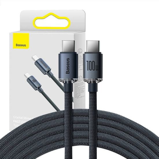 BASEUS Baseus Crystal Shine kabel USB-C na USB-C, 100 W, 2 m (črn)