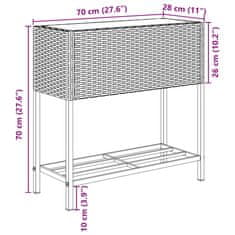 Vidaxl Vrtna korita s polico 2 kosa črna 70x28x70 cm poli ratan