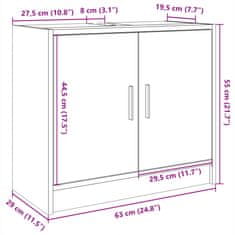 Vidaxl Omarica za umivalnik siva sonoma 63x29x55 cm inženirski les