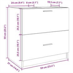 Vidaxl Omarica za umivalnik betonsko siva 59x37x59 cm inženirski les