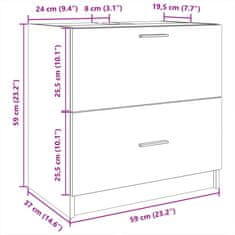 Vidaxl Omarica za umivalnik dimljen hrast 59x37x59 cm inženirski les