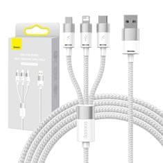 BASEUS Kabel USB 3v1 Baseus serije StarSpeed, USB-C + Micro + Lightning 3,5A, 1,2 m (bel)