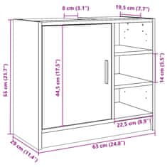 Vidaxl Omarica za umivalnik dimljeni hrast 63x29x55 cm inženirski les