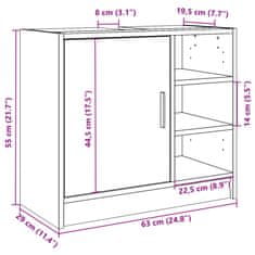 Vidaxl Omarica za umivalnik siva sonoma 63x29x55 cm inženirski les