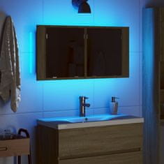 Vidaxl LED omarica z ogledalom sonoma hrast 90x12x45 cm inženirski les