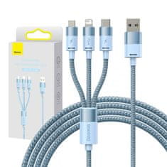 BASEUS Kabel USB 3v1 Baseus serije StarSpeed, USB-C + Micro + Lightning 3,5A, 1,2 m (modri)