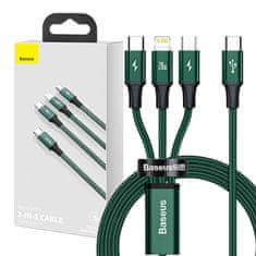 BASEUS Baseus Rapid Series 3-v-1 kabel USB-C za M+L+T 20W 1,5 m (zelena )