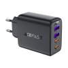 Stenski polnilec Acefast A61 GaN 2xUSB-A, 2xUSB-C PD45W EU (črn)