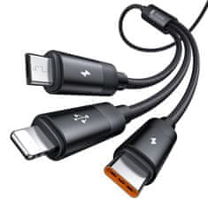 Mcdodo Kabel 3v1 USB na USB-C / Lightning / Micro USB, Mcdodo CA-5790, 3,5 A, 1,2 m (črn)