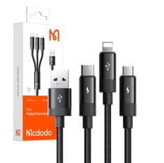 Mcdodo Kabel 3v1 USB na USB-C / Lightning / Micro USB, Mcdodo CA-5790, 3,5 A, 1,2 m (črn)