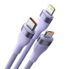 BASEUS 3in1 USB cable Baseus Flash II Series, USB-C + micro USB + Lightning, 66W, 1.2m (Purple)