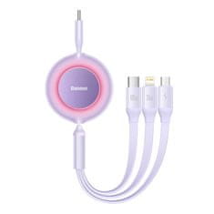 BASEUS Kabel USB-C 3-v-1 Baseus Bright Mirror 4 za micro USB / USB-C / Lightning 100 W / 3,5 A 1,1 m (vijolična)