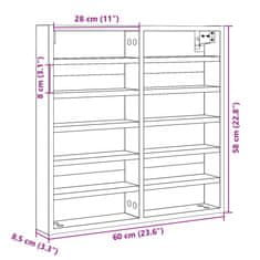 Vidaxl Vitrina sonoma hrast 60x8,5x58 cm inženirski les