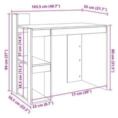 Vidaxl Pisarniška pisalna miza bela 103,5x56,5x94 cm inž. les