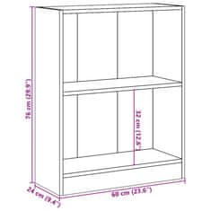 Vidaxl Knjižna omara bela 60x24x76 cm konstruiran les