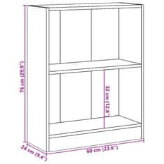 Vidaxl Knjižna omara sonoma hrast 60x24x76 cm konstruiran les