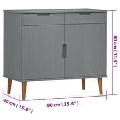 Vidaxl Komoda MOLDE siva 90x40x80 cm trdna borovina