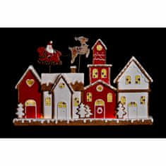 NEW Božični okrasek DKD Home Decor Hiša Bela Rdeča Resin 41 x 7,5 x 27 cm