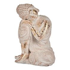 NEW Okrasna vrtna figura Buda Bel/Zlat Poliresin (23 x 33 x 26 cm)