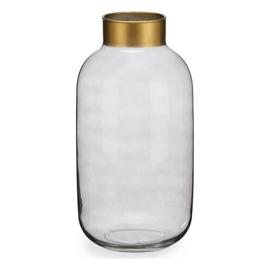 NEW Vaza Gladek Siva Zlat Steklo (14,5 x 29,5 x 14,5 cm)